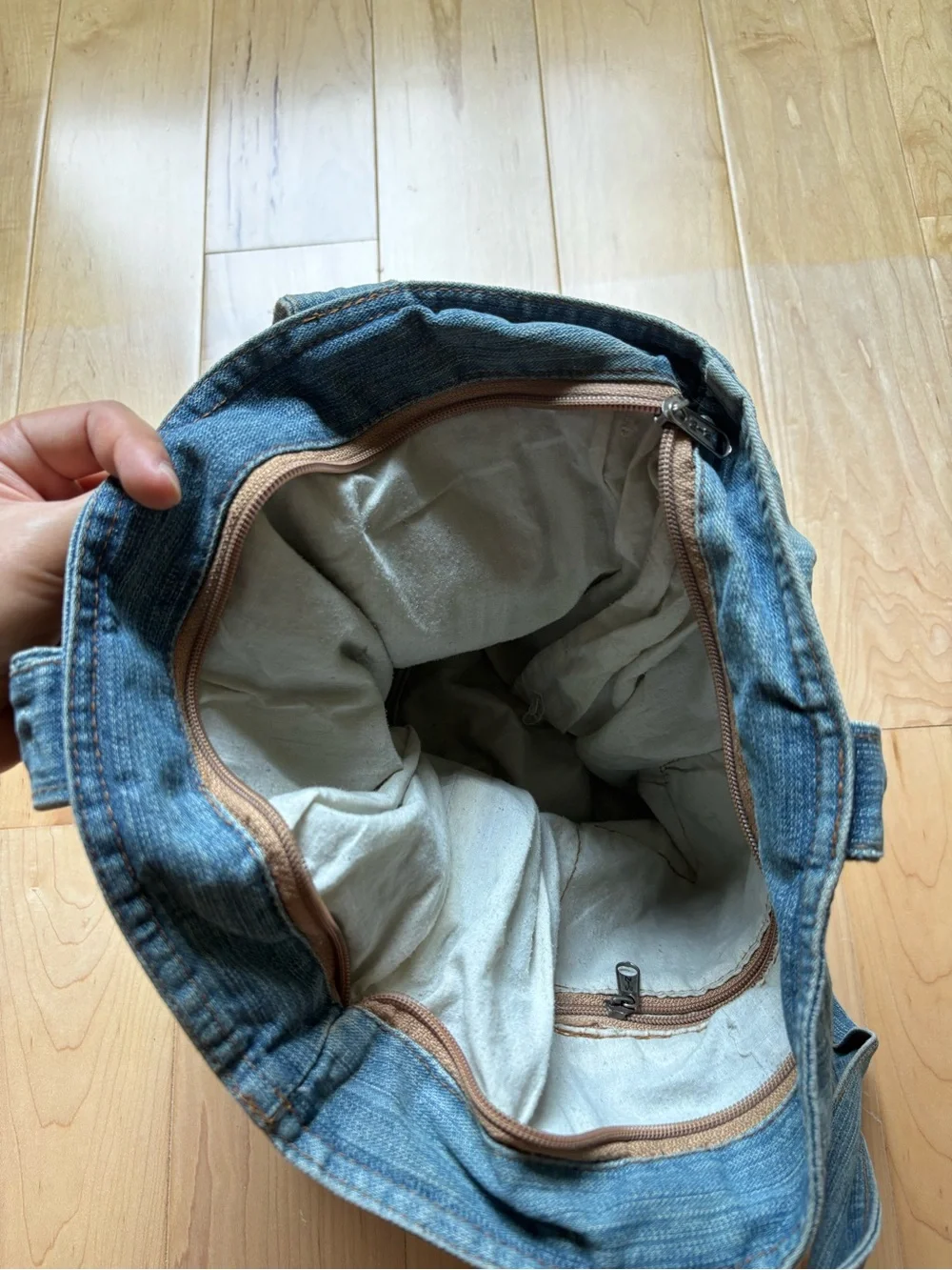 Vintage Y2K Denim Flower Embroidered Tote